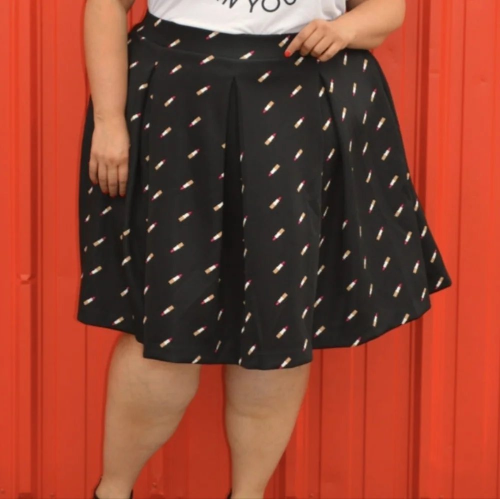 Ashley Nell Tipton X Boutique Lip Stick Scuba Midi Skirt